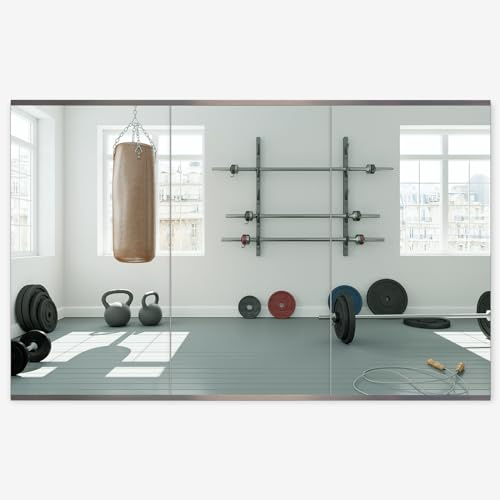 Honyee Home Gym Mirror, 48 x 24 x 3PCS, Wall Mounted Frameless Mirror with Polished Edge, Tempered Glass Mirror, Large Workout Mirror for Home Gym/Yoga Room/Dancing Room and More (48 x 24, 3PCS)