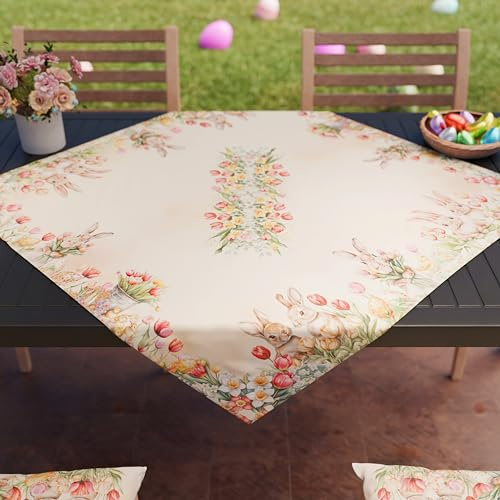 PETTI Artigiani Italiani - Centro de Mesa de Pascua 90x90 cm, Tela de Microfibra Antimanchas, Elegante y Lavable, Decoración Refinada, 100% Fabricado en Italia
