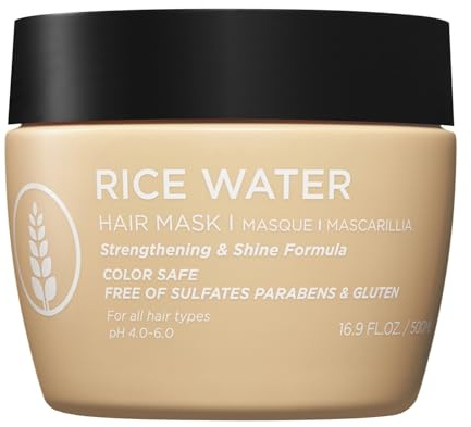 Luseta Rice Water Hair Mask Strengthening & Nourishing Revitalizes Shine for All Hair Types Hydrating & Frizz Control for Women and Men 16.9oz