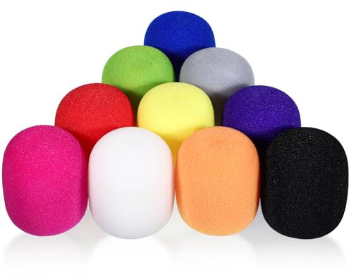 10 PCS Microphone Covers Mic Covers Foam Microphone Windscreen Colorful Handheld Washable Mic Windscreen for Most Standard Microphones