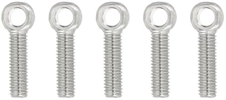 PATIKIL M5x23mm Lifting Shoulder Eye Bolts, 5 Pcs Machinery Shoulder Lifting Screw Bolt 304 Stainless Steel Threaded Screw Eyebolt for Lifting Hanging Valves Fasteners, Silver