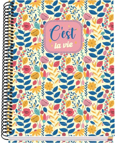 DOHE - Cahier A5 Quadrillé - 100 Feuilles Épaisseur 90 g/m², Format 16,2x21 cm, Couverture Rigide, Reliure à Anneaux, Quadrillage 5 mm, Fournitures Scolaires - C'Est La Vie