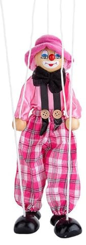 Sarini Clown Marionette String Puppet Wooden Hand Marionette Doll Storytelling Toys for Gift（Pink）