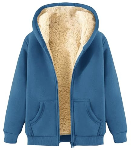 BmDSGC Halloween Womens Teddy Fleece Hoodies Sherpa Lined Fuzzy Sweatshirts with Pockets Full Zip Hooded Jacket Comfy Fall Winter Fashion Outfit Christmas Jumpers for Women (a-Blue, L)