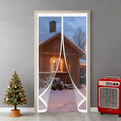 Rideau de Porte Thermique 85 x 75 cm Anti Froid et Chaleur Vent Isolation Phonique Imperméable Transparent Rideau Thermique pour Cuisine et Salon de Porte, A