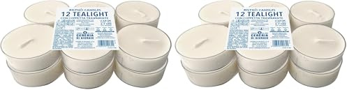 Set 12 maxi-tealight con cup trasparente - Cera Vegetale Colore Avorio - Durata 10 Ore - Diametro 5,7 cm - Cereria Di Giorgio (Confezione da 2)