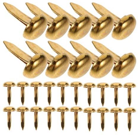 PartyKindom Tachuelas Metálicas Mini Doradas para Manualidades de Papel 4,5 X 8 Mm, Sujetadores de Papel Cabeza Redonda, 200 Piezas para Scrapbooking y Decoración Creativa