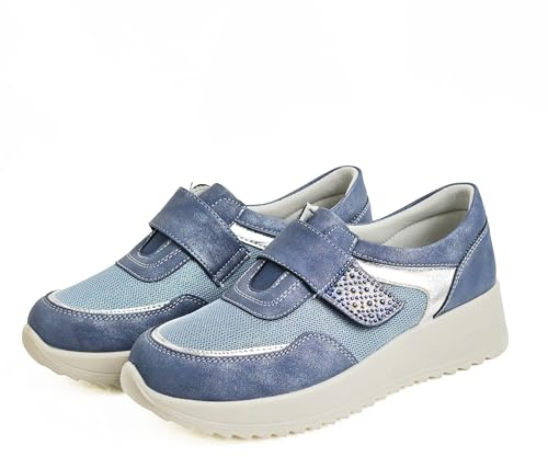Scarpe Donna Comode con Strappo Sneakers Leggere Traspiranti Scarpe da Ginnastica Casual per Camminata Tempo Libero Antiscivolo Blu 41