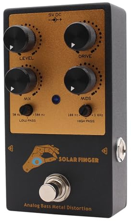 Dilwe Pedale Effetti per Basso, Doppio Filtro Passa Basso 50-500 Hz Passa Alto 100 Hz-1 KHz Modellamento Tono, Guadagno Ibrido JFET CMOS Distorsione a Rumore, con Manopola Media
