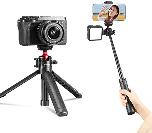 ULANZI MT-16 Stativ & Selfie Stick für Kamera und Smartphone - ausziehbares Tischstativ Halterung mit 1/4 Schraube und Cold Shoe Mount