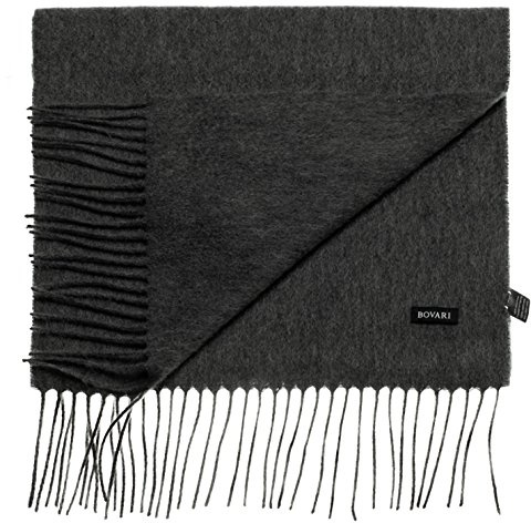 Bovari Bufanda de cachemira para hombre, 100% cachemira, 180 x 31 cm, muchos colores gris M