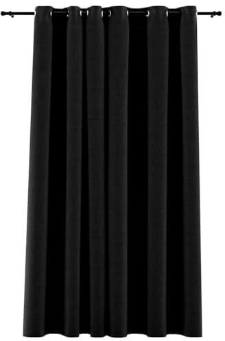 vidaXL 2X Tende Oscuranti con Occhielli Tendaggi Parasole Teli Finestre Drappi Tendine Tessili Complementi Arredo Effetto Lino 290x245cm Antracite