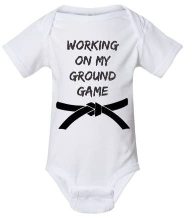 Freedomtees Working On My Ground Game Baby Bodysuit Shirt, Jiu Jitsu Baby Bodysuits, Funny Baby Shirt (6 Months)
