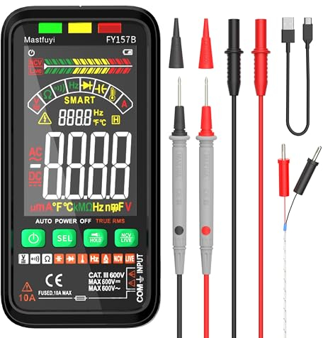 Multímetro Digital, Tester Eléctrico Recargable, NCV Multi Tester Inteligente, TRMS 6000, Protección de Sobrecarga, Auto-ranging, Voltaje, Corriente, Capacitancia, Continuidad, Frecuencia, Resistencia