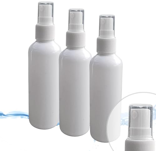 SOLUTIONAR 3er Set Sprühflasche in weiß [JE 100 ML INKL DECKEL] für vielseitige Anwendungen im Haushalt und Garten Pumpsprühflasche mit Zerstäuber Funktion für Parfüm Reinigung Auto Pflanzen Haare