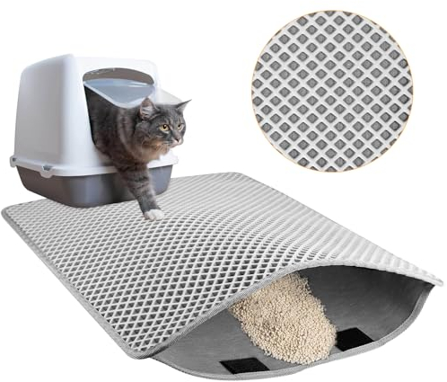 Katzenklo Waben Design Katzenstreu Matte, Wasserdichte Doppelte Katzenklo-Vorleger, Katzenstreu-Unterlege, 46×60cm