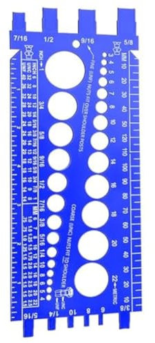 Ginobili Bolt Size and Thread Gauge Bolt and Nut Identifier Blue Bolt Nut Thread Measure Gauge 1 PCS