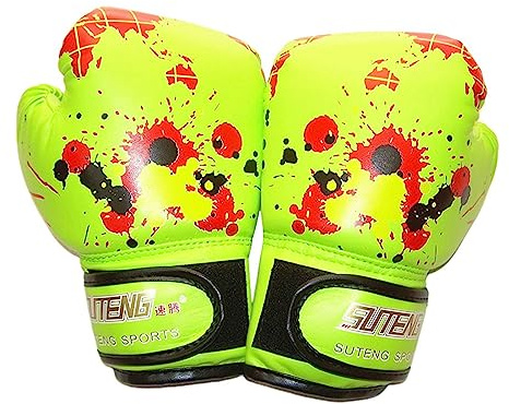 YHUS Kids Boxing Gloves,Youth Boys and Girls Training Sparring Gloves junior muay thai kickboxing gloves PU Cartoon Sparring Training Boxing Gloves for Kickboxing Muay Thai(Green)