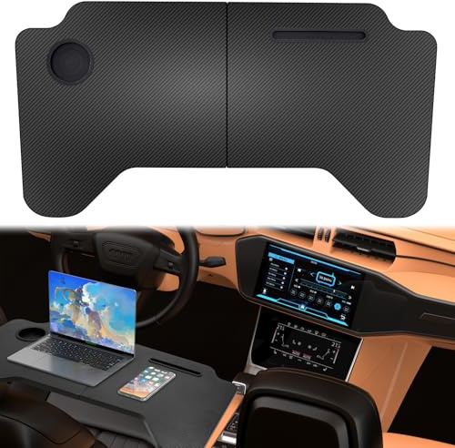 Scrivania per laptop da auto per Tesla Model 3 Model Y, tavolo da lavoro pieghevole per laptop, vassoio per volante, vassoio in fibra di carbonio, scrivania per veicoli per lavoro, lettura, pranzo