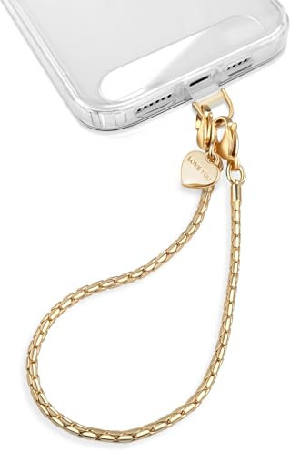 UKON Metal Wrist Strap, Mobile Chain Strap for Women Anti-Theft Lanyard With 2 Phone Tether Tabs, Detachable for iPhone (Dazzle Gold)