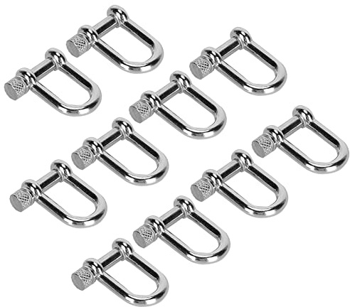 equlup 10Pcs Manille en D Mini en Acier Inoxydable, 3cm/1,2po Manilles Alliage Zinc avec Anneau D Manilles à Anneau D pour Usage intensif Manille d'ancrage à goupille filetée pour Gréement, Levage