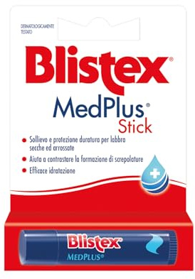 Blistex, MedPlus Balsamo Stick per Labbra, Sollievo Immediato per Labbra Screpolate, Secche e Arrossate, Formula Lenitiva con Mentolo e Canfora - In Stick