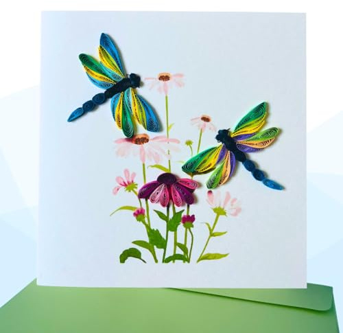 SaigonCraft Quilling Card, handcrafted cards for all occasions, birthday, Mothers Day (Dragonfly)