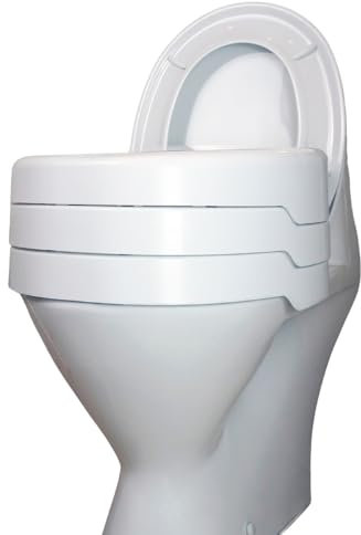 Helping Hand Company EZY-FIT Raised Toilet Seat 6” - No Lid. Secure Bathroom Aid for Elderly and Disabled. Universal Fit for Round and Square Toilets. Strong and Portable. Height Adjustable: 2, 4 & 6”
