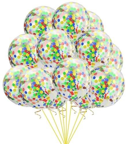 Gleemix 20 Stück Konfetti Bunte Luftballons Geburtstag, 12 Zoll Latex Konfetti Luftballons Bunt, Helium Ballons Bunt, Dekorationen für Geburtstagsfeiern, Hochzeiten, Jubiläen, Babyparty und Feiern