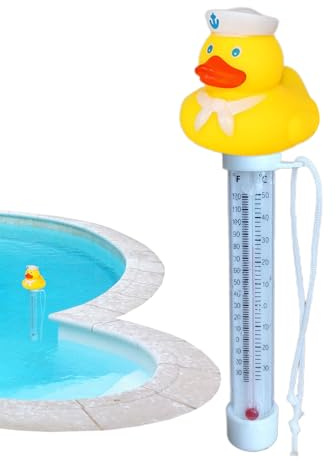 Termometro A Piscina Galleggiante Di Ana-tra In Gomma - Termometro Galleggiante Per Piscina A Forma Di Paperella Con Corda | Termometro Per La Temperatura De-ll'acqua Per Esterni E Interni (E)