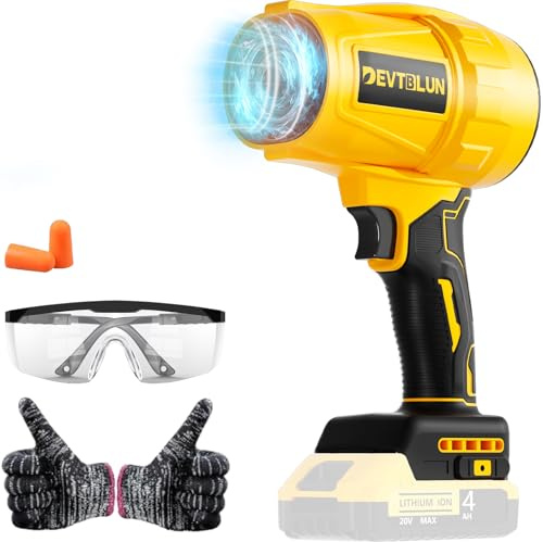 Elektrisk sladdlös lövblås för DEWALT 20 V batteri, 130 000 varv/min, handhållna lövblåsare batteridriven, turbo jet damm luftfläkt för uteplats rengöring, gräsmattvård, blåsande löv och damm (inget