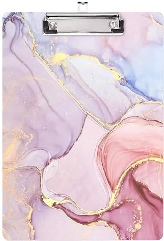 Clipboard, Mini Clipboard, a6 for Office School Hospital and Nursing Use,Clip Board for Writing Note-Taking Meeting Minutes and Medical Charts, Sparkling Glitter Pink Marble Made from Acrylic Material