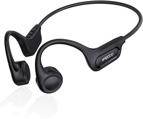 IFECCO Cuffie Conduzione Ossea, Auricolari Conduzione Ossea Bluetooth 5.4, IPX6 Impermeabili Auricolari Sportive, Open-ear Cuffie per Corsa Ciclismo Fitness Ufficio