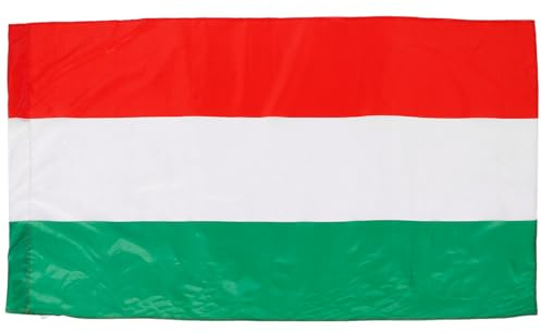 MAGICLULU Cape Drapeau Hongrois 90x150 Cm en Polyester Œillets pour Décoration Extérieure, Drapeau National Hongrie pour Jardin, Supporter Patriotique, Fêtes et Événements