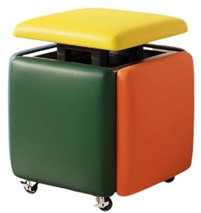 Sedia Rolling Cube – Poggiapiedi ottomano in pelle con ruote per soggiorno e sala da pranzo – Seduta portatile moderna versatile per piccoli spazi