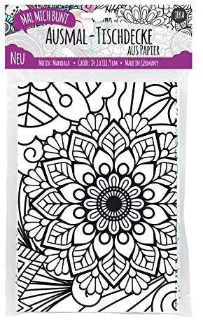 JEKA Nappe en Papier à colorier, Motif : Mandala, Nappe à colorier Mandala, Images à colorier Mandala, Coloriage Mandalas, Décoration pour fête d'anniversaire, Activités pour Enfants