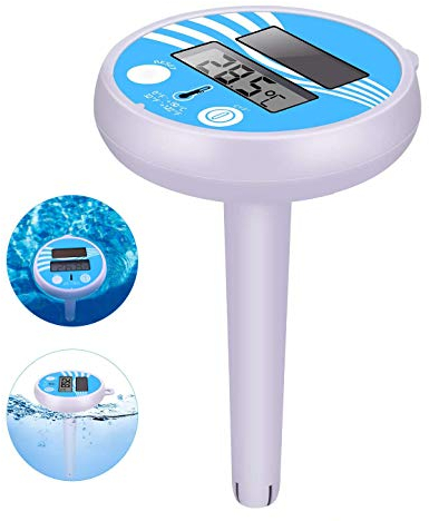 Termometro digitale a energia solare Termometro per piscina galleggiante, facile da leggere e termoresistente infrangibile per tutte le piscine all'aperto / al coperto, centri benessere