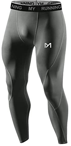 MEETYOO kompressionsbyxor män, sport leggings andningsfunktion fitness strumpbyxor baslager byxor lång, för löpning cykling