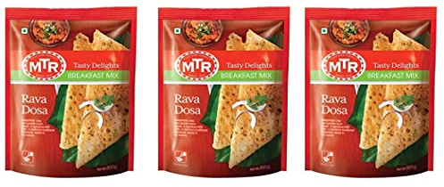MTR Ready Mix Rava Dosa 500g (Pack of 3) – Crisp and Golden Rice Dosas – Instant Mix Better – Tasty and Healthy