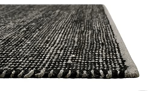 Wecon Home Teppich, Läufer, Kurzflor, nachhaltig, Natur, modern aus Jute und Wolle, bestens geeignet für Wohnzimmer, Flur » Toulouse « (80 x 150 cm, schwarz)