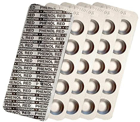 harren24 Compresse per test fotometrici Cloro DPD1, DPD3, Ossigeno attivo DPD4, Valore pH Rosso Fenolo, Alcalinità M, Test CYA, Tester acqua piscina, 50x 100x 250x 500x (Phenol Red / 50x)