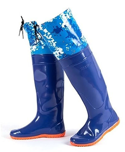 Bottes de pêche Wader de Hanche en PVC adulte-60 cm, Bottes de Hanche de Chasse de pêche imperméables et antidérapantes, Bottes de Plantation de semis (Color : Blue, Size : 35 EU)
