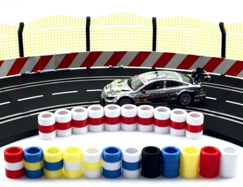 Overdrive-Racing Reifenstapel für Carrera 124 132-10er Set - Viele Farben - Slotcar Reifen Kurven Geraden Deko Boxengasse, Reifenstapel:Rot-Weiß-Rot (10x)