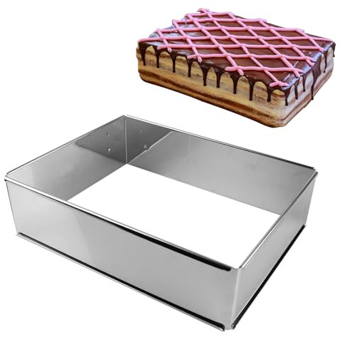 PRITOK Stampo Rettangolare Regolabile: Struttura Di Cottura In Acciaio Inossidabile Di Alta Qualità, Forma Di Torta Versatile, Ideale Per Decorare Torte E Dessert (25 * 18 * 8cm)