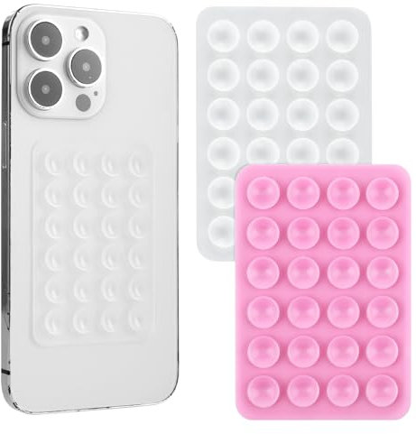 2 soportes de silicona con ventosa, agarre adhesivo con ventosa antideslizante, soporte para teléfono de ducha con espejo manos libres, soporte para espejo antiestrés para videos selfies (transparente