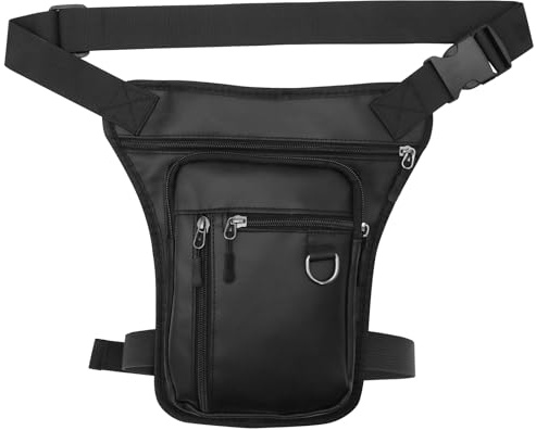 PWGHWG Sacoche Jambe pour Homme et Femme, Sac Jambe Étanche avec 4 Poches, Sacoche de Jambe D'extérieur pour Moto, Vélo, Randonnée, Course à Pied (Noir)