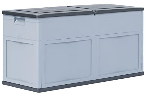 Gecheer Scatola di immagazzinaggio da giardino, 320 l, grigio nero, cassapanca da giardino, organizer per attrezzi da giardino, cassapanca per balcone, piscina e terrazza