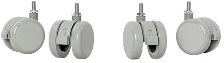 Leitz Ergo Lenkrollen für Schreibtische, Schwerlast-Lenkrollen mit M8-Gewinde, 4er-Set mit Bremse, nur geeignet für den höhenverstellbaren Schreibtisch von Leitz