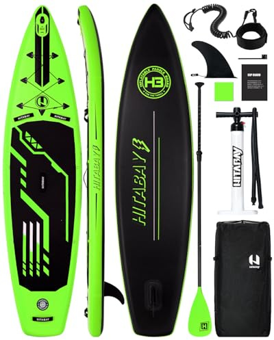 SUP Board Set, Stand Up Paddling Board Aufblasbar, 320cm 335cm stabil für Erwachsene bis 150 kg mit kompletten Zubehör Surfbrett für Anfänger (GRÜN)