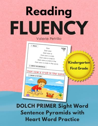 READING FLUENCY: Dolch Primer Decodable Sight Word Pyramids: Sight Word Sentences with Heart Word Practice for Kindergarten and First Grade (Fluency Pyramids)